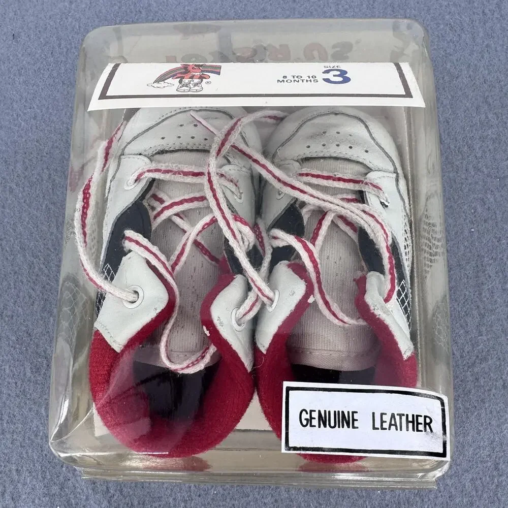 Vintage Toys R Us Shoes Toddler Boys Size‎ 3 White Red Leather Soft Sole